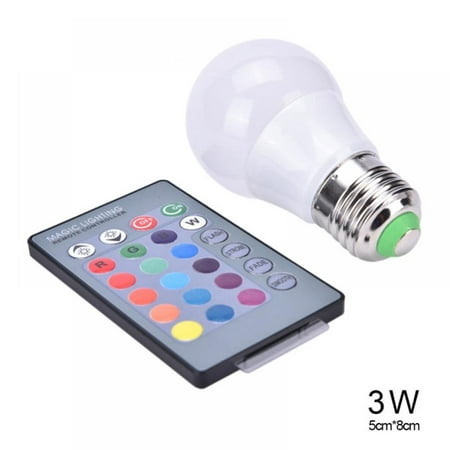 

Wisremt Creative modern style High Power LED Bulb （3W）16 Colors 24 Key Remote Control Night Light Portable for Decorating Home Bar Party
