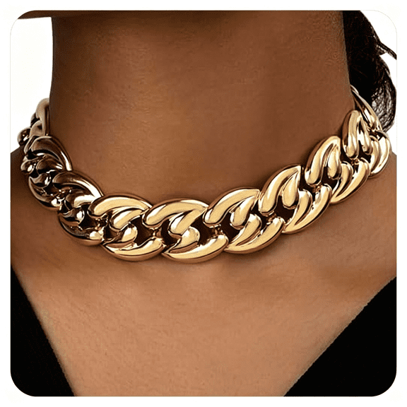 DESIGNICE Chunky Necklace for Women Punk Chunky Choker Necklaces Vintage Necklaces Cuban Chain Hip Hop Jewelry for Women Trendy Gold Choker Necklace