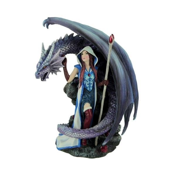 Veronese Design Dragon's Mage by Anne Stoke Sorceress and Dragon Statue
