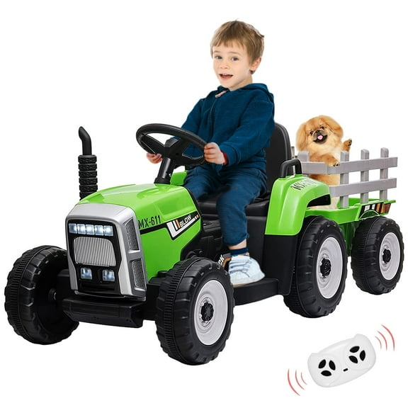 CazToi 12V Battery Powered Ride On Tractor for Kids with Detachable Trailer for Kids 3 