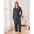 thumbnail image 5 of Ekouaer Maternity Nursing Robe Set 3 Pieces Sleeveless Top, Pregnancy Pants & Robe Double Layer Pajamas, 5 of 6