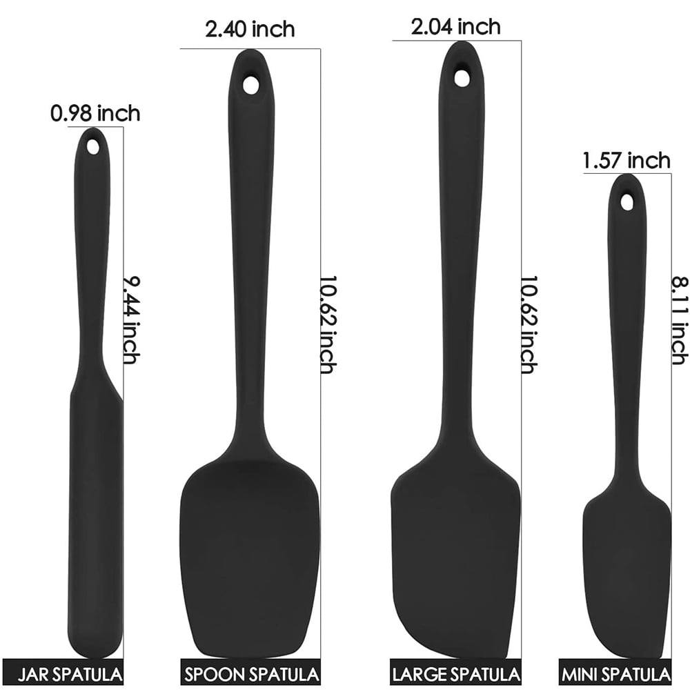 Baking and Mixing Heat-Resistant Spatula Kitchen Utensils Set for Cooking Red 4 Piece Non-Stick Rubber Spatula Set with Stainless Steel Core Silicone Spatula Set 
