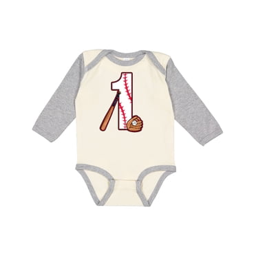 Inktastic Baseball First Birthday One Year Old Boys or Girls Long Sleeve Baby Bodysuit