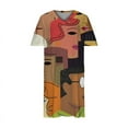 thumbnail image 4 of Usmixi Summer Dresses for Women Plus Size Pocket Swing Hem Tunic Tshirt Knee-Length Sun Dresses Short Sleeve V-Neck Tie-Dye Midi 2023 Casual Dress Brown XL, 4 of 5