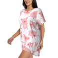 thumbnail image 2 of Rocae Kawaii Pigs for Two Piece Sleepwear Pajamas Sets for Women Soft Short-Sleeved Pjs with Lounge Shorts Large, 2 of 9
