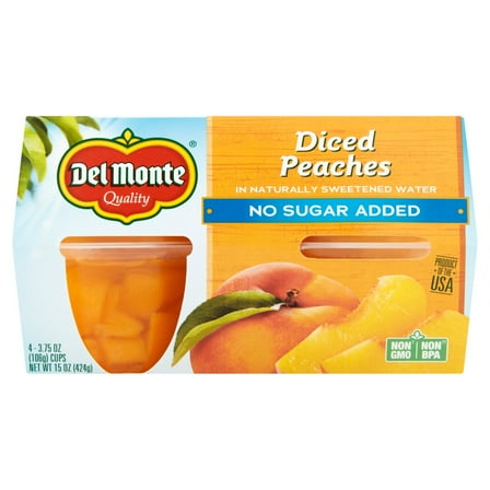 2 Pack - Del Monte Peaches Diced Cups 15 oz Package May Vary