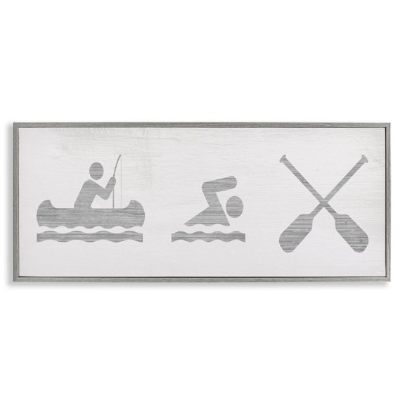 Stupell Industries Rustic Lodge Lake Cabin Activities Sign Gray Framed Giclee Art, 24 x 10, by Lil' Rue