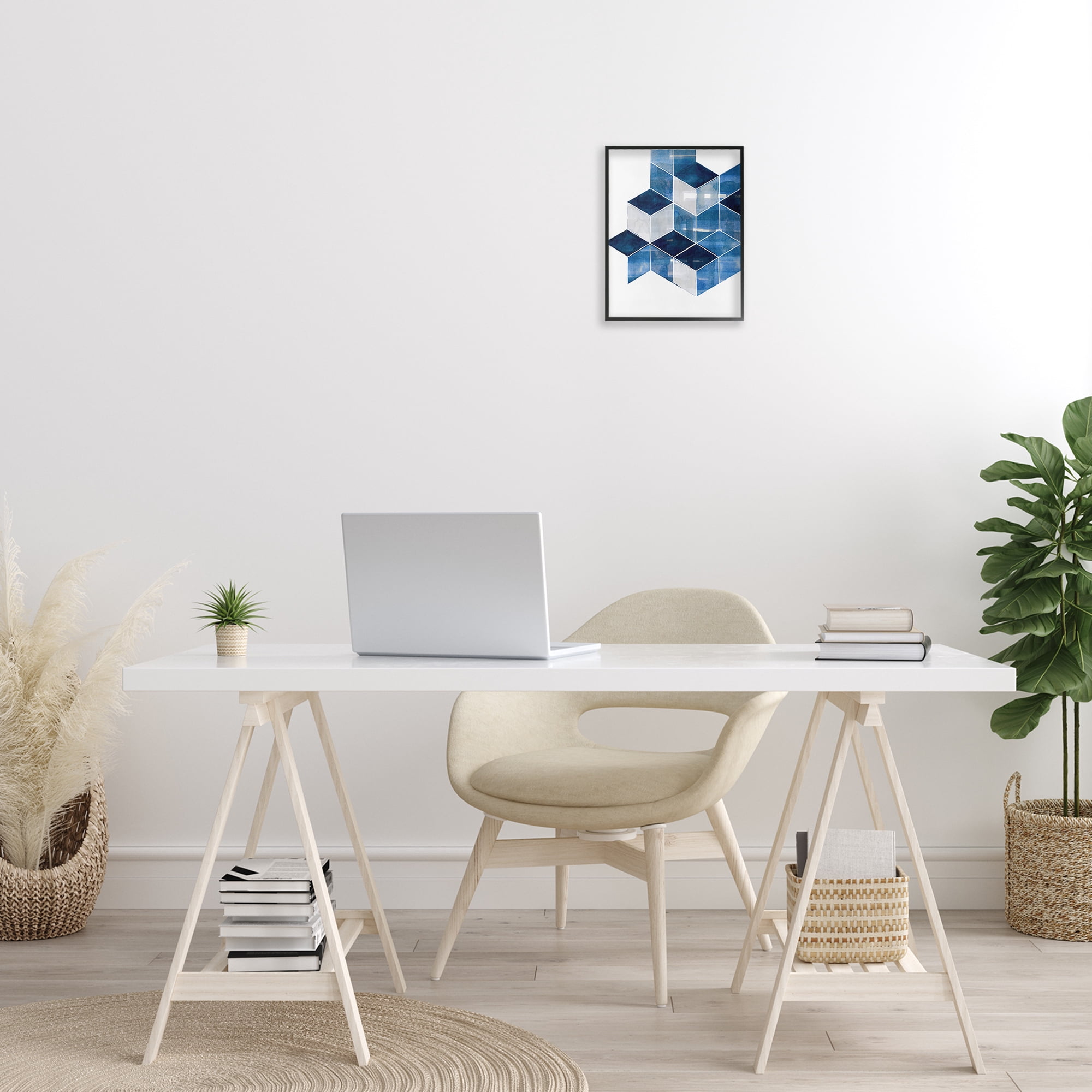 Stupell Industries Stacked Geometric Cubes Abstract Painting Black Framed Art Print Wall Art, 11 x 14