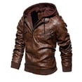 thumbnail image 1 of Chaqueta de cuero para hombre, chaqueta de cuero PU fina con capucha de dos piezas para otoño e invierno, estilo europeo y americano, 1 of 5