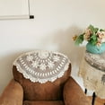 thumbnail image 2 of Small Round Lace Table Cloth Vintage Crochet Cotton Floral Tablecloth 50cm Decor, 2 of 7