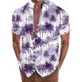 thumbnail image 1 of Camisas De Vestir Para Hombre Manga Corta Camisa de vacaciones en la playa Camisa de cuello con botones en los puños para hombre (Purple, 3XL), 1 of 4