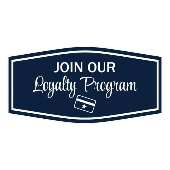 Signs ByLITA Fancy Join Our Loyalty Program Easy Installation | Durable Construction | Barbers | Grooming and Styling | Hair Sign (Navy Blue / White) - Large