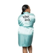 Bridal Party Robes w Bride, Bridesmaid, Maid of Honor & Flower Girl Prints, S-4XL, Mint Blue, XXL, Matron of Honor