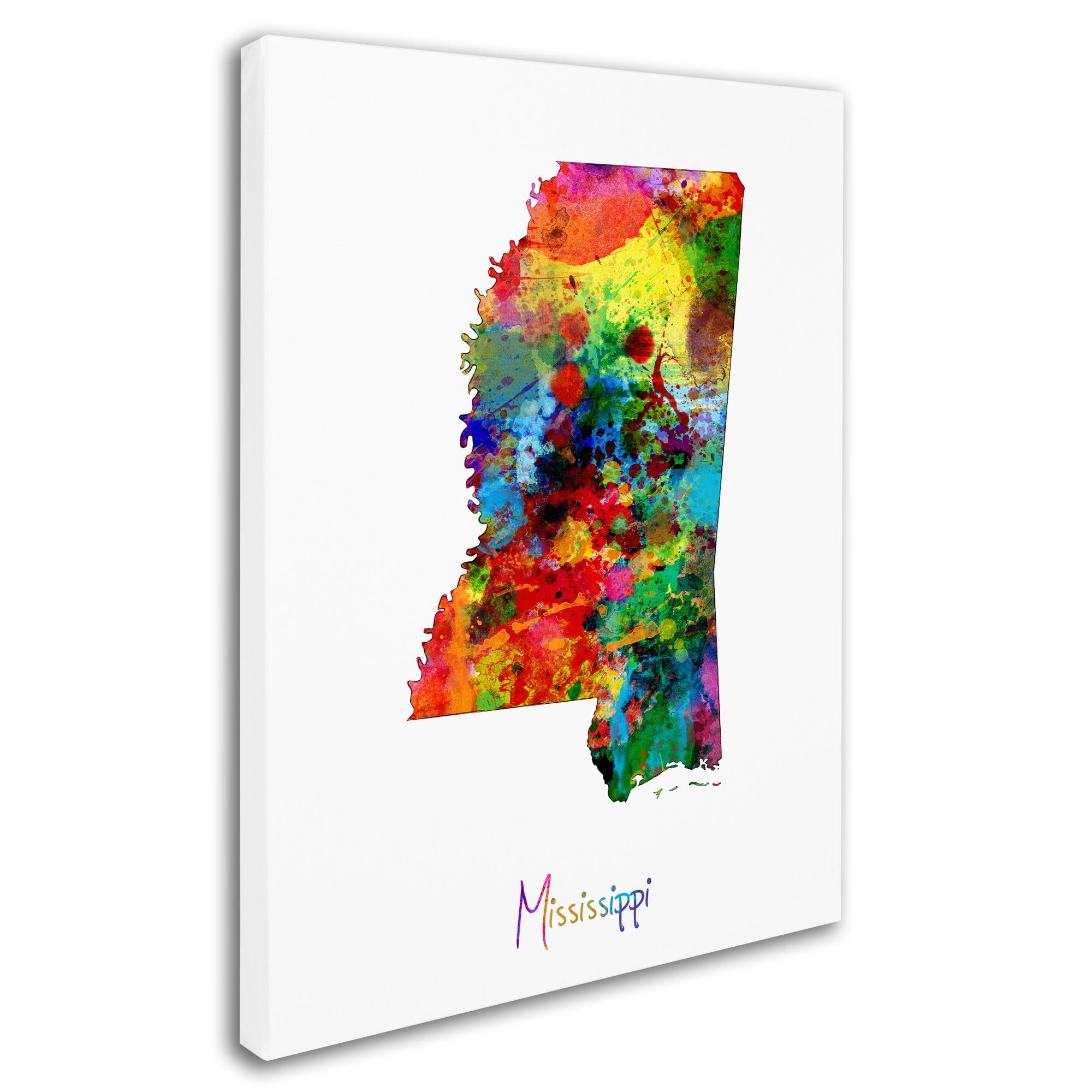 Trademark Fine Art "Mississippi Map" Canvas Art by Michael Tompsett
