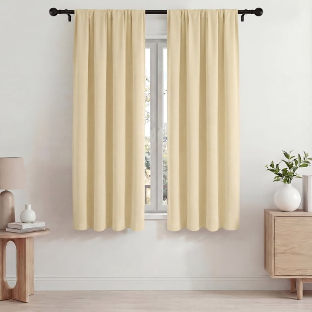 Blackout Cortinas, Cortinas Blackout Térmicas Aislantes 42x63 Pulgadas, Cortinas Oscurecedoras con Bolsillo para Barra para Sala de Estar y Recámara, Paneles de Tratamiento de Ventanas con Reducción