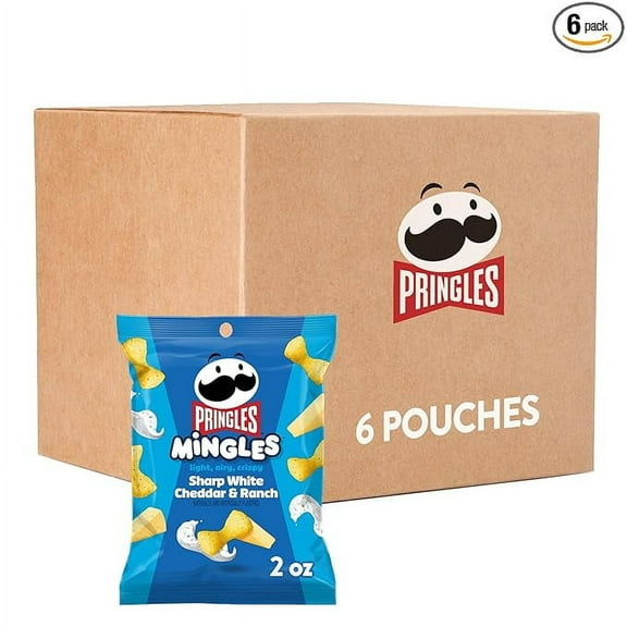 Pringles Mingles Puffed Snacks, Sharp White Cheddar and Ranch, Cheese Puffs, Salty Snacks (6 Bags)