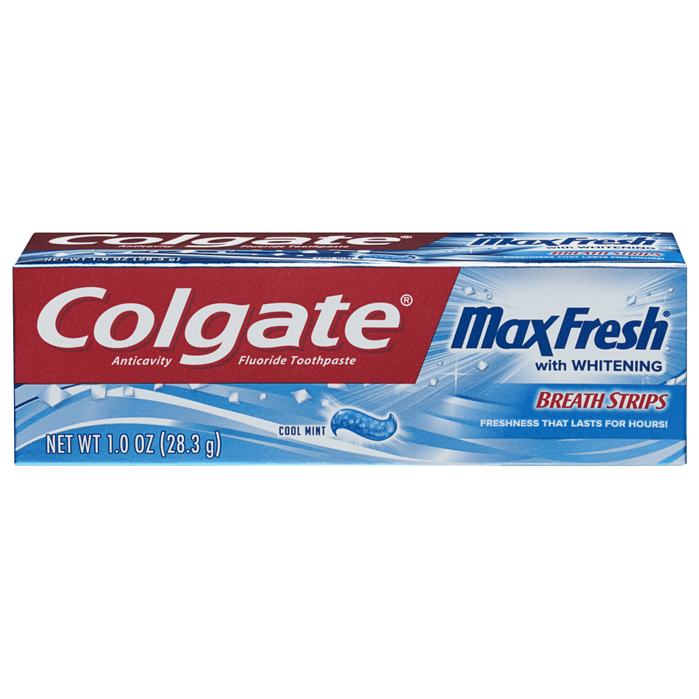 Colgate Max Fresh Travel Size Toothpaste with Mini Breath Strips, Cool