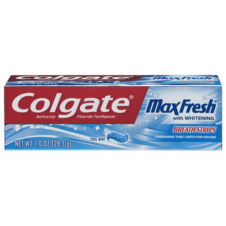 Colgate Max Fresh Travel Size Toothpaste with Mini Breath Strips, Cool Mint - 1.0 (Best Toothpaste For Bad Breath Uk)