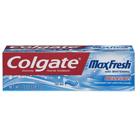 Colgate Max Fresh Travel Size Toothpaste with Mini Breath Strips, Cool Mint - 1.0 oz