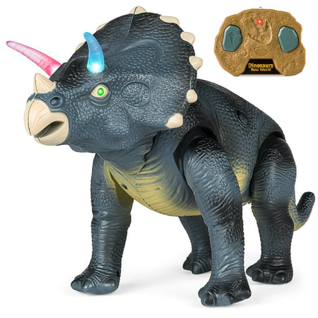 Best Choice Products 14.5in Kids Remote Control Walking Dinosaur Triceratops Play Toy Robot Figure w/ Shaking Head, Walking Movement, Light Up Eyes, Roaring Sound, Battery