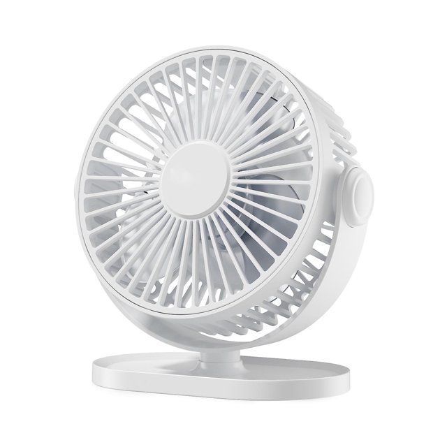 Ventilador USB pequeño, blanco silencioso, ajustable en 3 velocidades, alimentado por USB, ventilador de escritorio inclinable de 360 grados para dormitorio, oficina, hogar, cocina