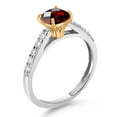 thumbnail image 3 of Gem Stone King 925 Silver and 10K Yellow Gold Red Garnet and White Lab Grown Diamond Engagement Ring for Women (2.70 Cttw, Cushion Checkerboard 8MM, Gemstone January Birthstone, Size 6), 3 of 4