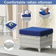 thumbnail image 2 of PARKWELL 2PCS Outdoor Wicker Ottoman Patio Rattan Furniture Footrest Seat Square Footstool w/Blue Cushion, 2 of 7