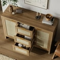 thumbnail image 4 of Bingirl Modern Rattan Buffet Cabinet Sideboard with Storage,47" Boho Credenza Buffet Console Table with Drawers&Doors,Wooden Coffee Bar Cabinet for Entryway/Living, 4 of 9