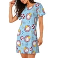 thumbnail image 2 of Logiee Gnome On A Watermelon Mattress In The Pool Print Nightgowns for Women,Soft Short-Sleeved Lightweight Sleepwear, Loose Sleepshirts, 2 of 6