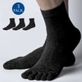 thumbnail image 2 of 3 Pairs Comfy Five Finger Toe Socks, Cotton Solid Casual Sport Socks for Running Hiking Jogging, 2 of 7
