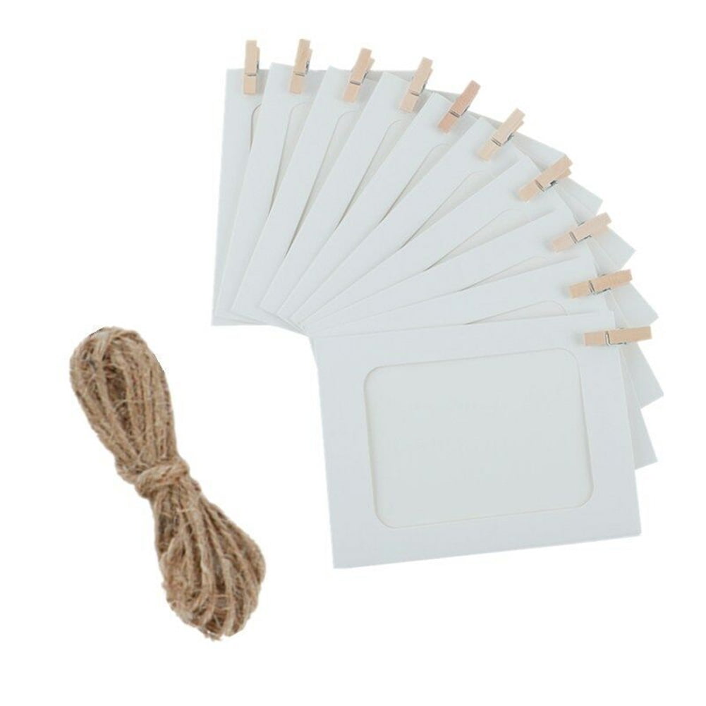 10Pcs DIY Paper Photo Wall Art Picture Hanging Album Frame With Hemp Rope Clips 10Pcs DIY Paper Photo Wall Art Picture Hanging Album Frame With Hemp Rope Clips
