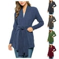thumbnail image 7 of VEKDONE Clearance 2023 Womens Wrap Tie Waist Cardigan Sweater Lightweight Oversized Long Sleeve Open Front Knitted Coat with Pockets, 7 of 7