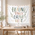 thumbnail image 5 of Healing Takes Brave Rest Quote Between Leafy Stems, Serene Boho for Wellness Enthusiasts, Botanical Wall Art, Thank You Gift, Tapestry Wall Hanging for Bedroom and Studio, 5 of 7