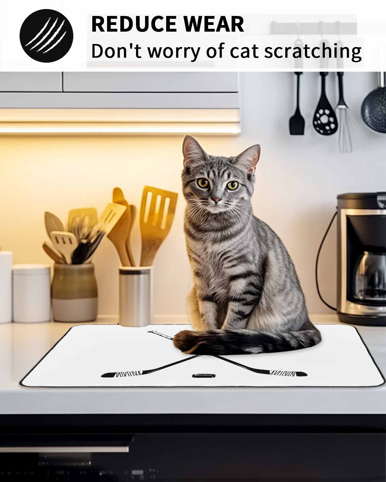 Stove Top Covers for Electric Stove, Ice Hockey Glass Stovetop Cover Protector, Modern Minimalist Ball Sports Game Art Induction Cooktop Protector Oven Mat for Kitchen Countertop 24"x21"