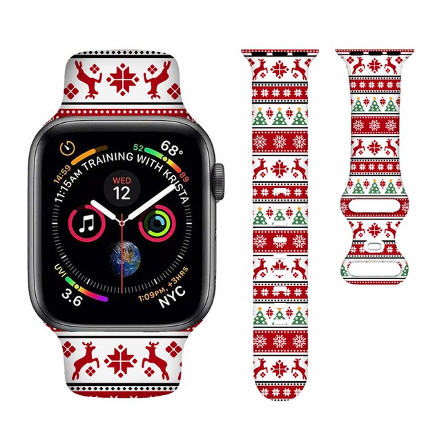 Correa De Reloj De Navidad Elk Regalos De Navidad Copo De Nieve Correa De Reloj Inteligente Compatible Con Reloj De 38 Mm, 40 Mm, 41 Mm, Correa De Silicona Suave De Repuesto Para La Serie 8/7/6/5/4/3/