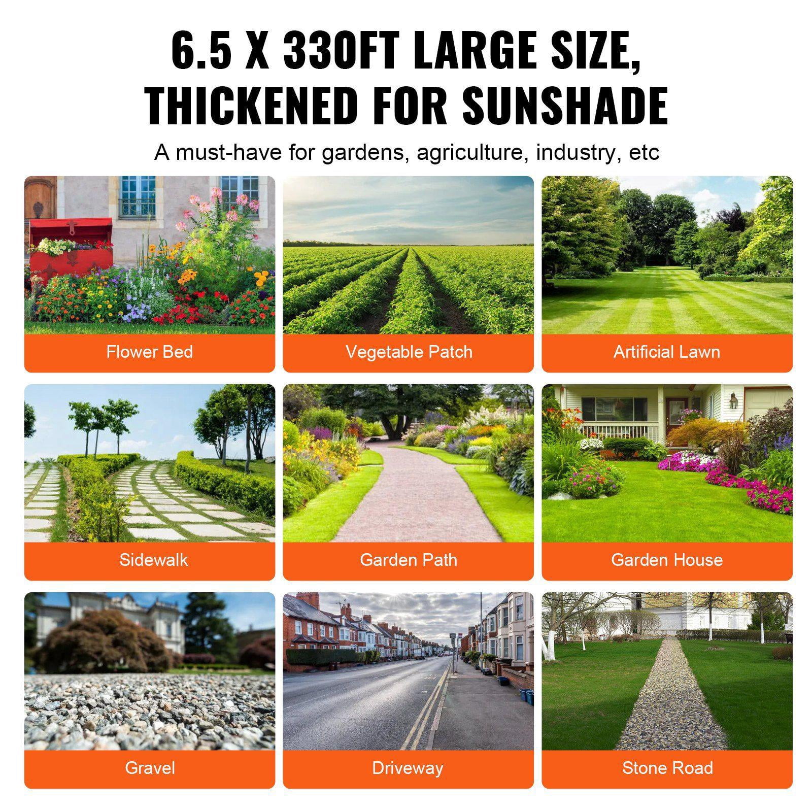 Heavy Duty 6.5x330FT Black Woven PP Weed Barrier Landscape Fabric for Garden Driveway and Weed Control