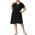 thumbnail image 1 of Camisones de mujer de tallas grandes Agnes Orinda, camisón con botones, pijama suave, vestido de dormir 1X negro, 1 of 7