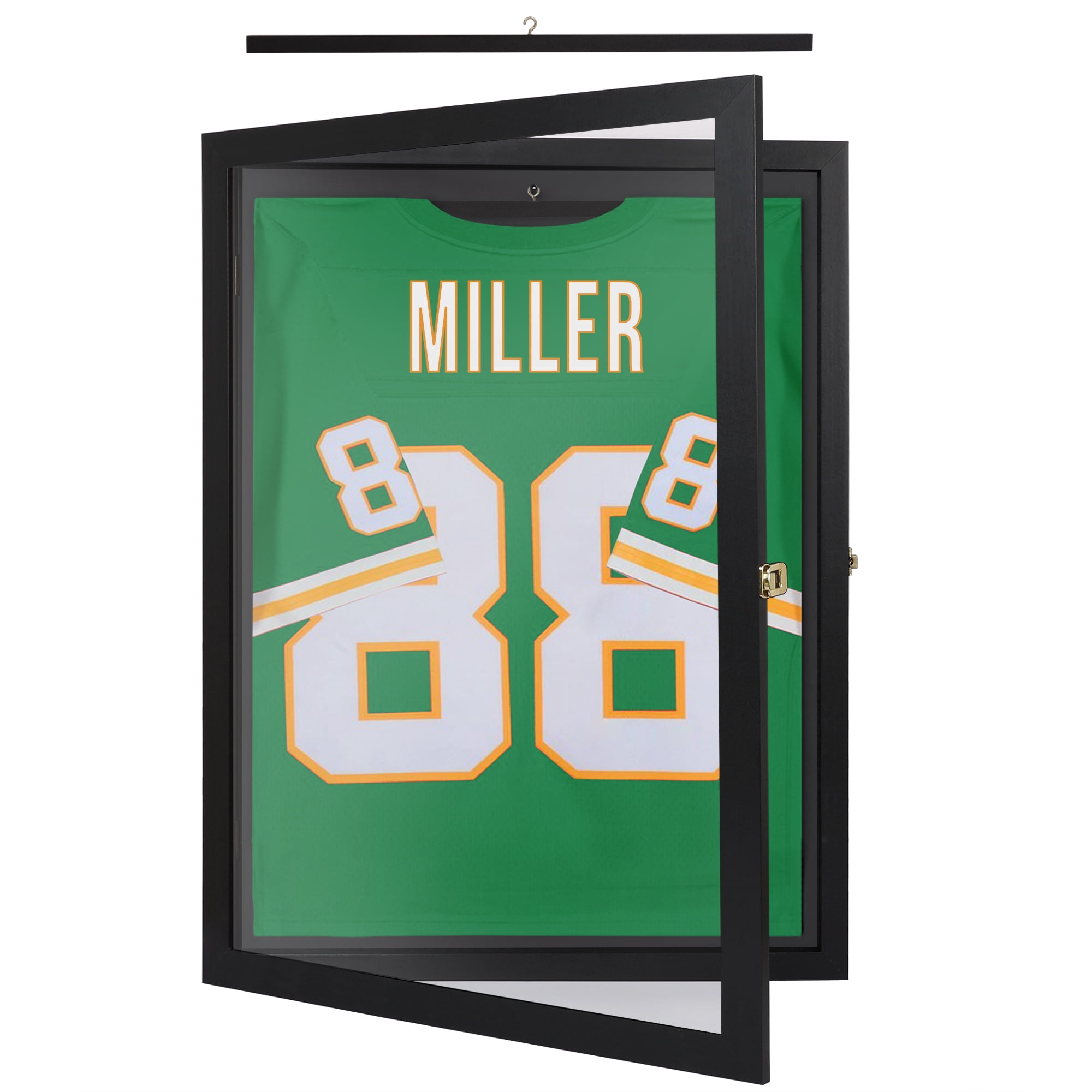 Americanflat 18x24 Shadow Box Frame Kids Jersey Display Case Lockable Hanger Sports Baseball Football - Black