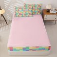 thumbnail image 4 of Homewish Colorful Plaid Grid Zipper Twin Comforter Sets with Fitted Sheet and 2 Pillowcases For Girls,Pixelated Theme Miner Game Zipper Bedding Set,Pink Reversible,4-Piece, 4 of 7