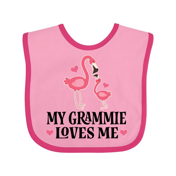 Inktastic Grammie Loves Me Girl Flamingo Girls Baby Bib