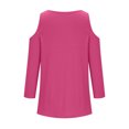 thumbnail image 6 of LEBONYARD Womens Tops Clearance under $5 Fall Fashion,Long Sleeve Shirts for Women up to 50% off,Women Solid 3/4 Sleeve V-Neck Pullover Strapless Tops Shirts Blouse Hot Pink S, 6 of 7