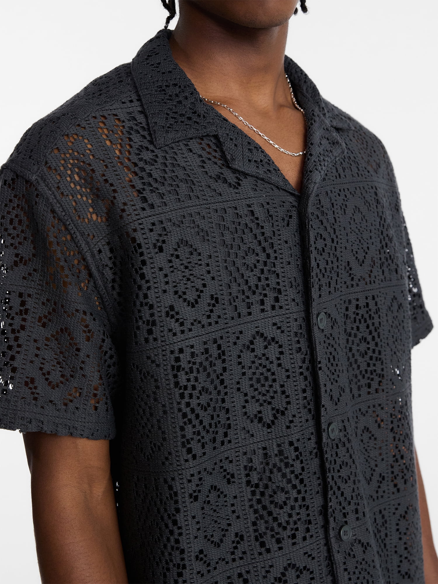 No Boundaries Crochet Shirt with Short Sleeves, Men's XS-4XLT