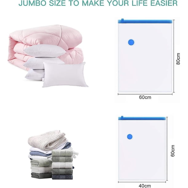 Bolsas De Almacenamiento Al Vacío 16 Piezas 60x40cm – Con Bomba De Mano, Ahorra Espacio Para Ropa, Edredones Y Mantas