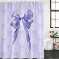 thumbnail image 2 of Purple Bow Shower Curtain, Waterproof Shower Curtains for Bathroom, Cute Bowknot Simple Pure Color Washable Fabric Bathtub Curtain Set Bath Decor with 12 Hooks 72"x78", 2 of 8
