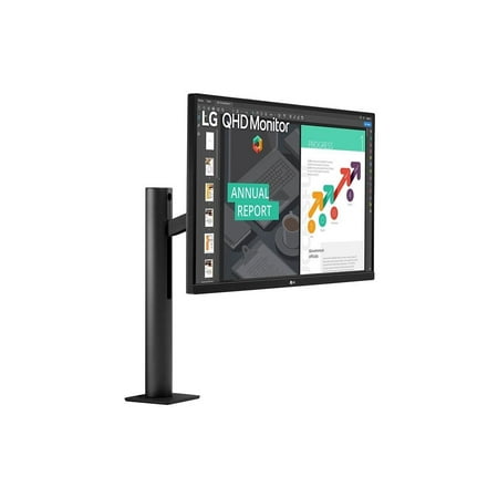 LG - 27” Ergo IPS QHD Monitor with Ergonomic Stand & C-Clamp - Black