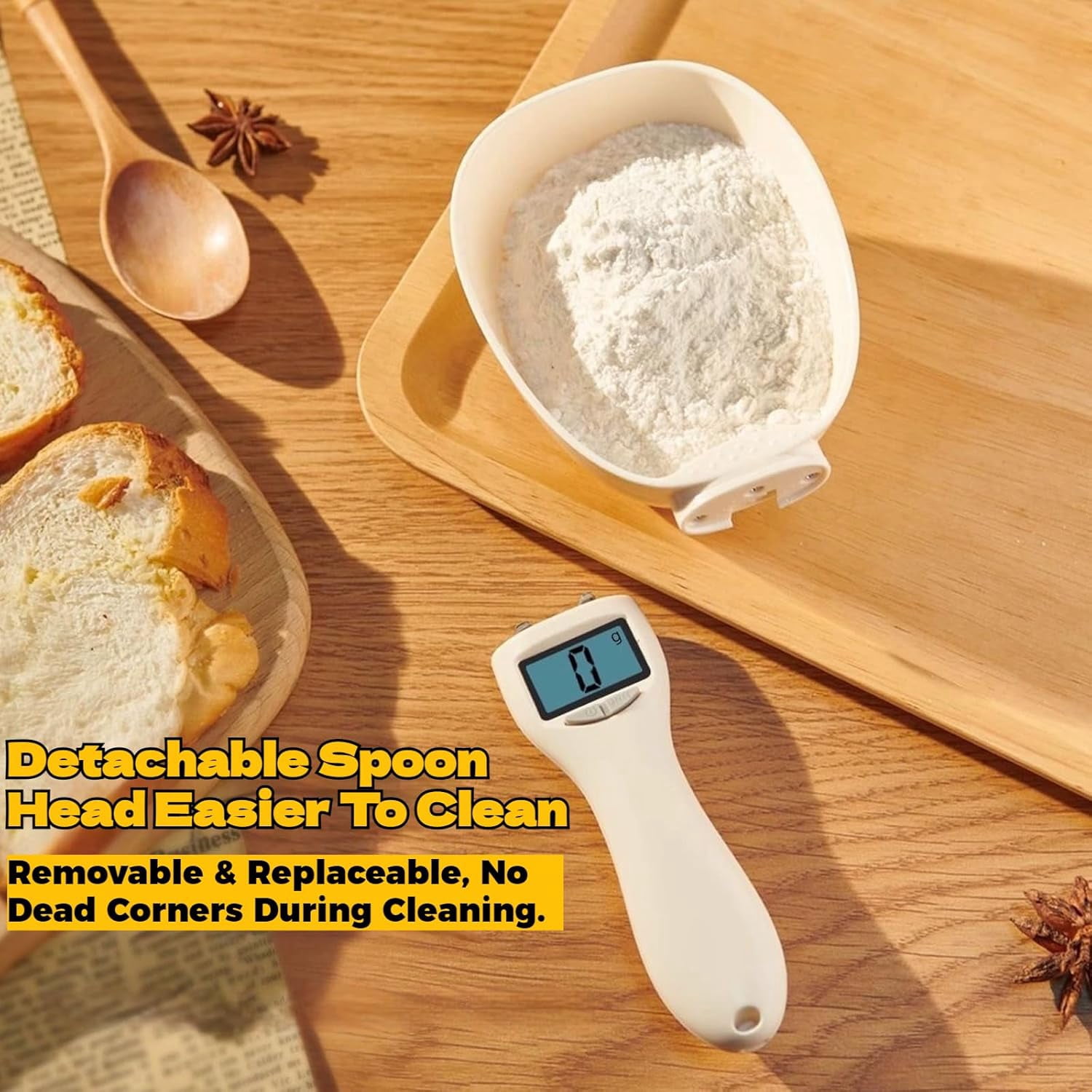Electronic Digital Measuring Spoon, 800g/0.1g High Precision Kitchen Scale with LCD Screen, Polygons Measuring Spoon for Baking, Cooking, Coffee & Pet Food