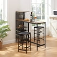 thumbnail image 2 of VECELO 3-piece Counter Height Dining Sets, Metal Pub Set with Wood Top, Wine Rack & Glass Holder, Brown, 2 of 9
