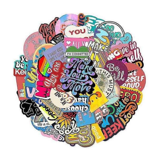 50pcs English Motivational Phrase Stickers Encourage Inspirational Sticker Decal n