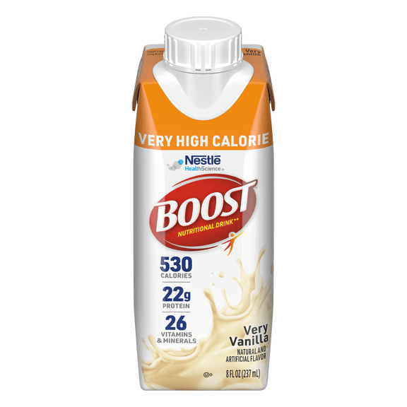 BOOST Very High Calorie Nutritional Drink - Helps Weight Gain & Maintenance - Very Vanilla - 8 fl oz (1 Carton)