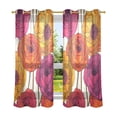 thumbnail image 6 of Yayeee Window Curtains Light Filtering 63"x42" Grommet Panel Pair Home Living Room Decor, Purple Hand Drawn Floral, 6 of 7